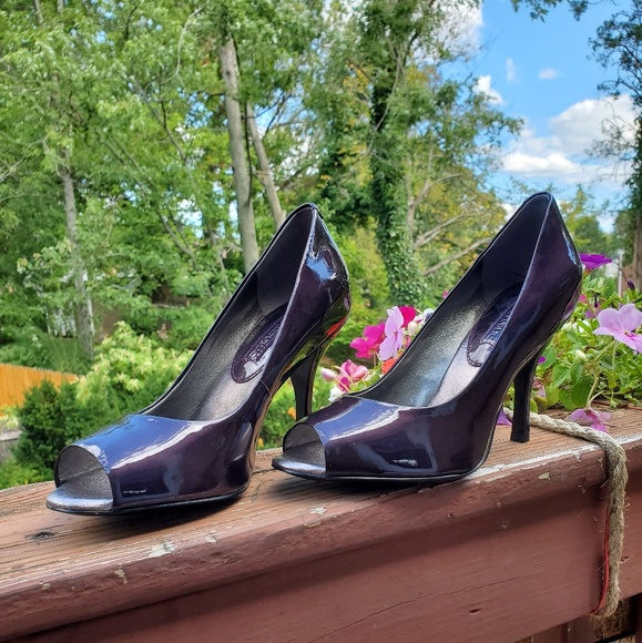 Banana Republic Shoes - Banana Republic Deep Purple Open Toe Pumps Size 6